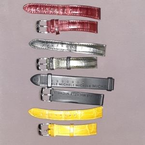 Michele Watch Straps in Red, Silver, Black, and Yellow